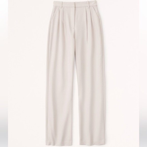 A&F Curve Love Sloane Tailored Wide Leg Pant - Light Taupe - Picture 6 of 7